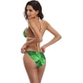 thumbnail image 5 of FREEAMG Green Clover Irish Shamrock On Plaid Tartan Sexy Two Piece Bikini Swimsuit Swimwear Set for Women, 5 of 6