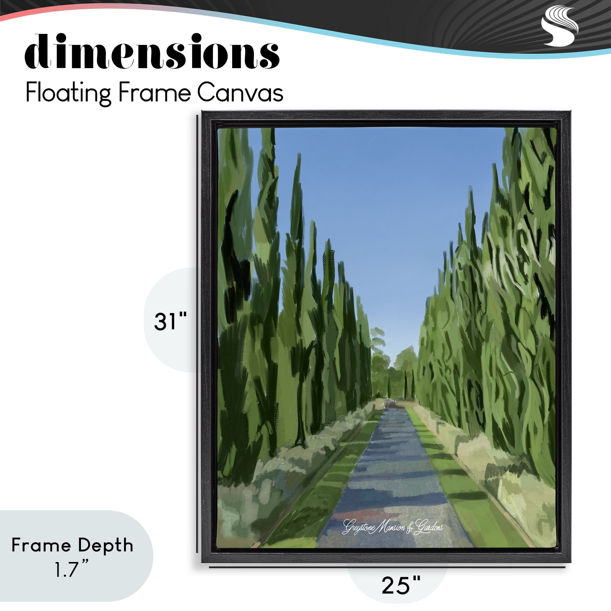 Stupell Industries Greystone Gardens Path Black Framed Floater Canvas Wall Art, design by Amelia Noyes