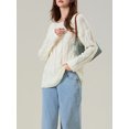 thumbnail image 2 of Nituyy Chandails Tricotés pour Femmes Manches Longues Creuses Col Rond Pullovers Amples d'Automne, 2 of 6