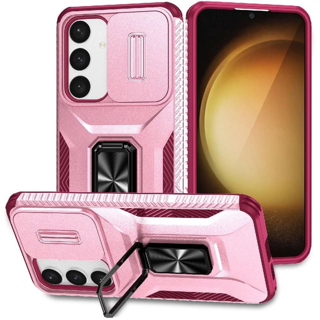 Funda para GANGXUN Samsung Galaxy S24 Plus - Soporte metálico, Función magnética, Rosa