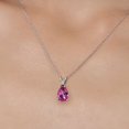 thumbnail image 3 of Gem Stone King 14K White Gold Pure Pink Mystic Topaz and Lab Grown Diamond Pendant Necklace for Women | 3.77 Cttw | Gemstone November Birthstone | Pear Shape 12X8MM | With 18 inch Chain, 3 of 6