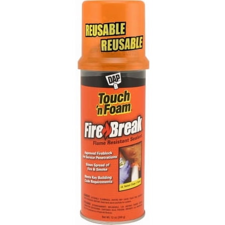 DAP Global Inc. (Touch N Foam) Firebreak Flame Resistant Sealant - 12 Oz, Orange, Each