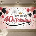 thumbnail image 3 of Pink & Black Theme 40th Birthday Banner Gold Crown Design Fabulous 40 Display Red Number 40 Firework Pattern Backdrop for 40th Birthday Party Adult Celebration Indoor Decoration, 3 of 9