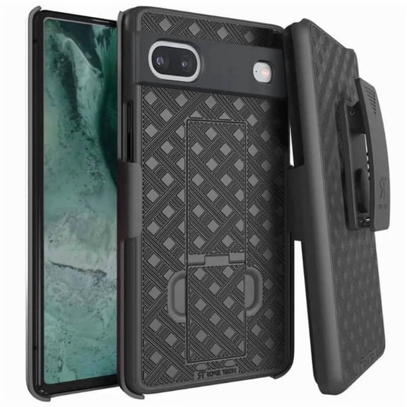 For Google Pixel 8 Shell Holster Combo Case - Black