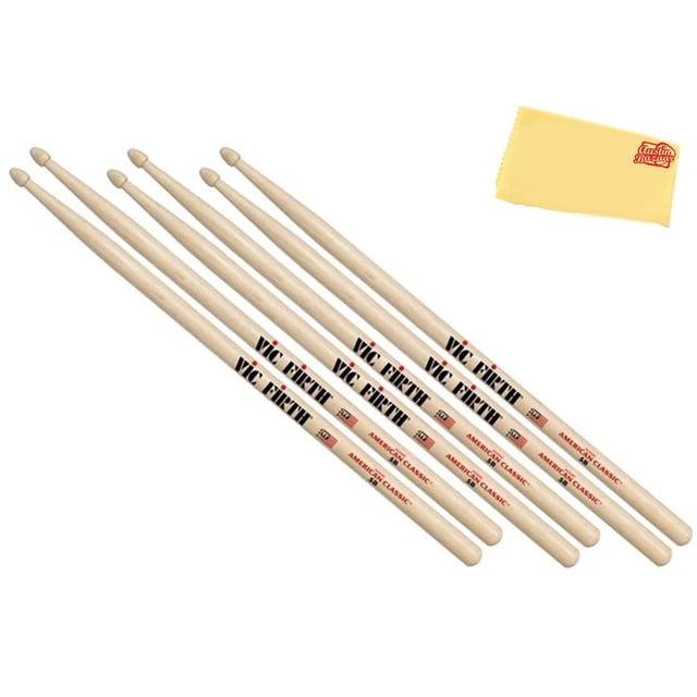 Baquetas Vic Firth American Classic 5B con punta de madera x3