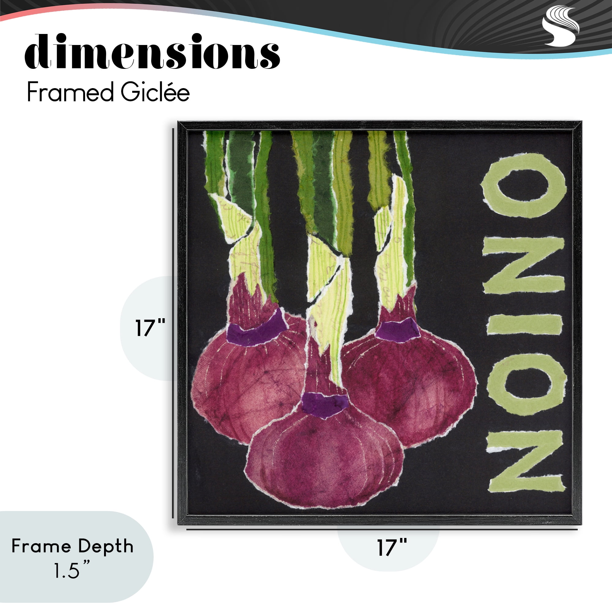 Stupell Industries Collaged Garden Onion Black Framed Giclee Art, design by Nancy Overton