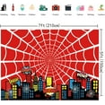 thumbnail image 4 of Red Spider Web Backdrop 79x45inch Cartoon City Super Heros Cityscape Photography Background Boys Birthday Party Cake Table Decorations Photo Props, 4 of 5