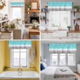 thumbnail image 5 of Gradient Blue Valance Curtain Teal to Grayish White Window Valances Rod Pocket Short Curtains Window Treatments for Kitchen Bedroom Bathroom Laundry 42" x 18", 5 of 9