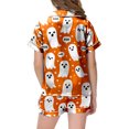 thumbnail image 5 of Leey-World Toddler Halloween Pajamas Girls Pajama Set Short Sleeve Button Down Satin Girls PJS Kids Sleepwear Summer Nightwear Loungewear Set, 5 of 5
