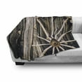 thumbnail image 3 of Barn Wood Wagon Wheel Soft Flannel Fleece Throw Blanket, Wooden Barn Door and Vintage Rusty Wheel Rustic Home Farm, Cozy Plush for Indoor and Outdoor Use, 50" x 60", Black Pale Brown, by Ambesonne, 3 of 6