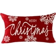 thumbnail image 2 of Christmas Pillow Covers Winter Gift Merry Christmas Snowflake Lumbar Cotton Linen Red Throw Pillow Cover Cushion Case Sofa Home Decor 12 X 20 Inches (Red Wine), 2 of 3