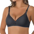 thumbnail image 5 of Gymayou Soft Cotton Wire-Free Bra for Middle-Aged Elderly Women Seamless Full Coverage Wireless Everyday Brassiere with Adjustable Straps Black XL, 5 of 7