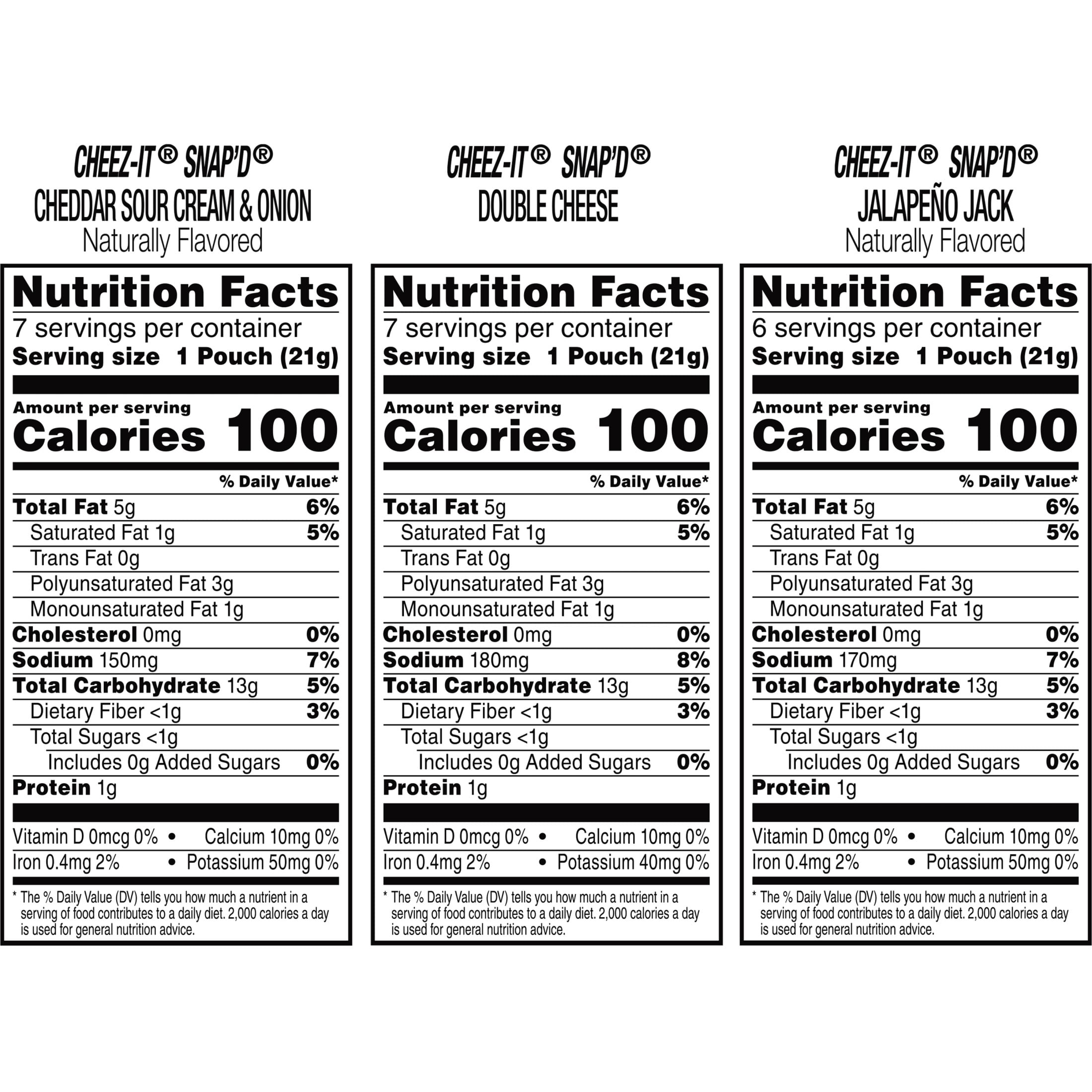 Cheez-It Snap'd Variety Pack Cheese Cracker Chips, Thin Crisps, 20 Count