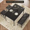 thumbnail image 3 of EDTara Dining Table with Benches, 4-Piece Table and Chairs Set with Bench and Stools for Kitchen or Dining Room, 3 of 7