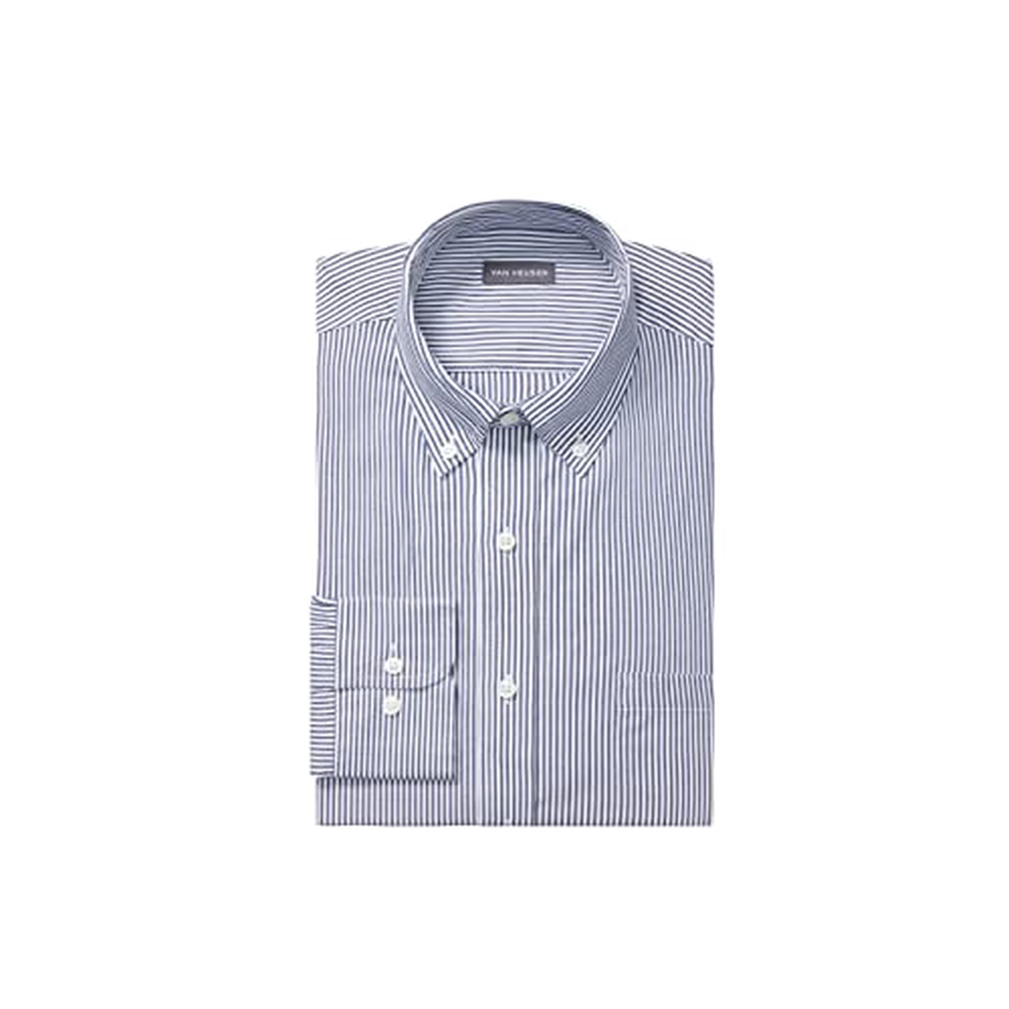 Van Heusen Men's Dress Shirt Air Regular Fit Stretch Stripe, Midnight Blue, 15.5 Neck / 34-35 Sleeve price in UAE | Amazon UAE