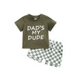 thumbnail image 1 of Faithtur Vêtements d'Été pour Garçons Ensemble 2 Pcs T-Shirts à Manches Courtes Col Rond Imprimé Lettre et Shorts à Damier, 1 of 9