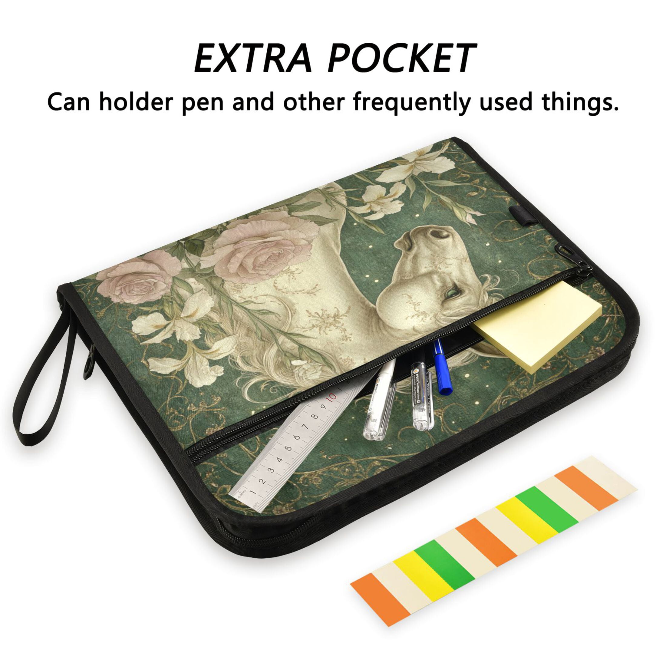 WOBOGO Retro Unicorn Expanding File Folder Letter Size Accordion Filing Organizer 13 Pocket Separate Organ Pocket