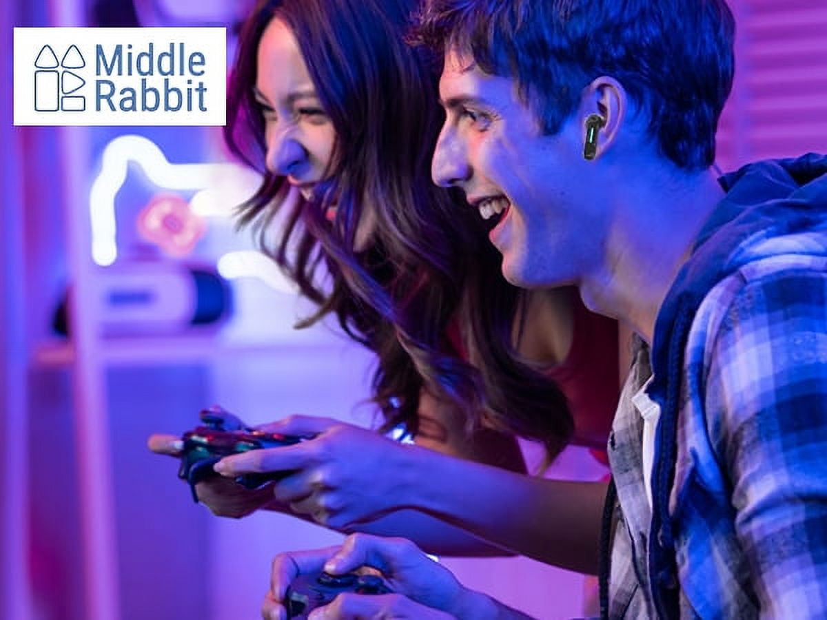 Middle Rabbit SW4 Wireless Gaming Earbuds for PC PS4 PS5 Switch Mobile - 2.4G Dongle & Bluetooth - 30ms Low Latency - Headphones with Built-in Microphone - 4 Mics PC Earbuds - PS4 PS5 Headset
