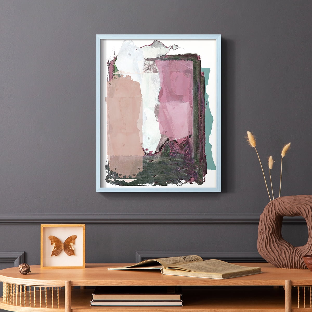 Brights Soft Wash II Framed Print in Blue Solid Wood Framed Print No Nail Hanging