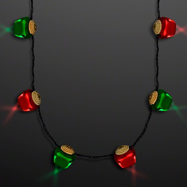 FlashingBlinkyLights Jingle Bells Light Up Christmas Necklace by