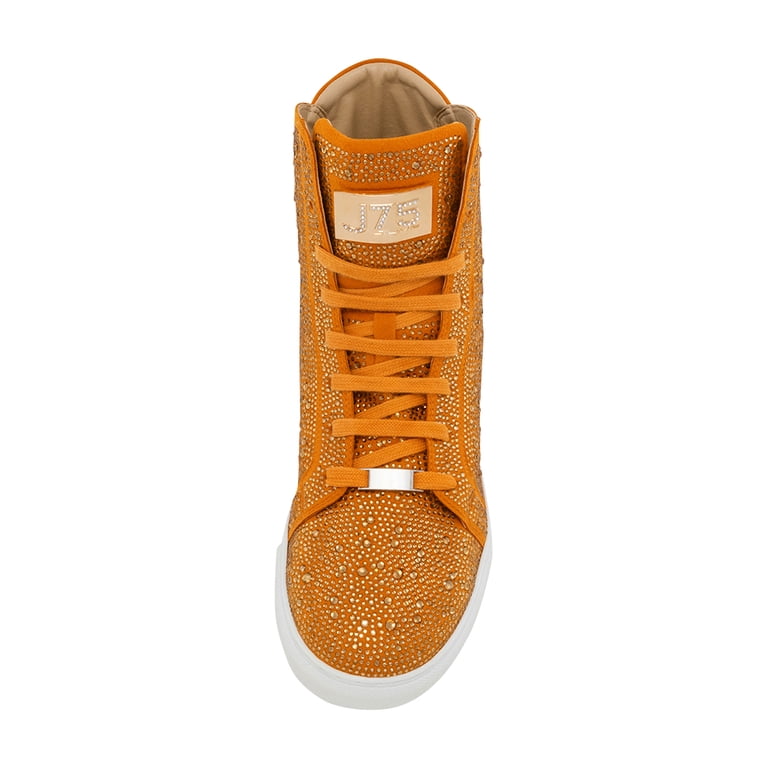 J75 JUMP SESTOS Shoes Men Size 12 Gold 24K Sequin Jewel Sparkle Blinged Sneakers J75 by Jump Sestos Persimmon Textile Upper Light Weight  main image 3