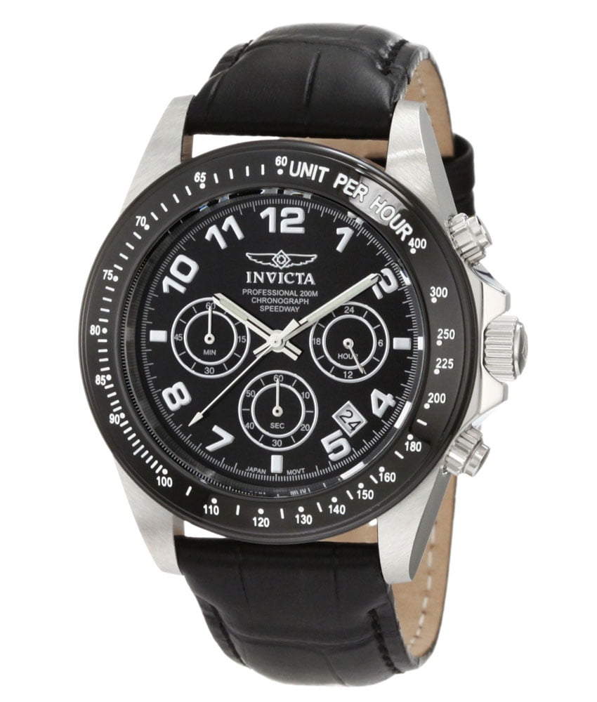 Invicta - Invicta Men's 10707 Speedway Black Dial Leather Strap Chronograph Dive Watch - Walmart 