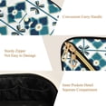 thumbnail image 5 of FORMRS Makeup Bag Travel Cosmetic Organizer for Women Fold Flat Zipper Pouch with Handle, Blue Mosaic Pattern, 5 of 8