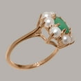 thumbnail image 3 of LBG British Made 10k Rose Gold Natural Emerald & Cultured Pearl Womens Anniversary Ring - 33 size options - Size 6.75, 3 of 6