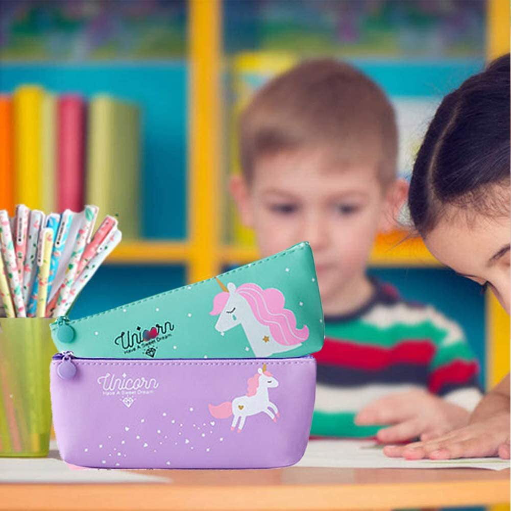 10Pcs Unicorn Pens with Pencil Case School Gift for Girls, Cute Flamingo  Gel Pen Bag Set Ballpoint Writing Smooth Kids Birthday Present, PU Zipper Pencil  Pouch (Pink) 