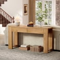 thumbnail image 6 of Satifur 60 Inch Wooden Console Table, Narrow Sofa Table Behind Couch with 2 Storage Drawers & 1.38" Thickened Tabletop, Long Entryway Table for Living Room Hallway, Natural Oak, 6 of 8