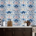 thumbnail image 2 of Peel and Stick Wallpaper Butterfly Floral Blue Pink Gold Folk Art Botanical Wall Mural 17.7in x 9.8ft Self Adhesive Removable Wall Paper Renter Friendly Wallpaper for Nursery Bedroom Cabinets, 2 of 8