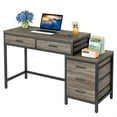 thumbnail image 3 of Demi Bonn 51" Computer Desk with Reversible Drawer Cabinet, Modern Study Writing Gaming Table for Home Office, Gray, 3 of 4