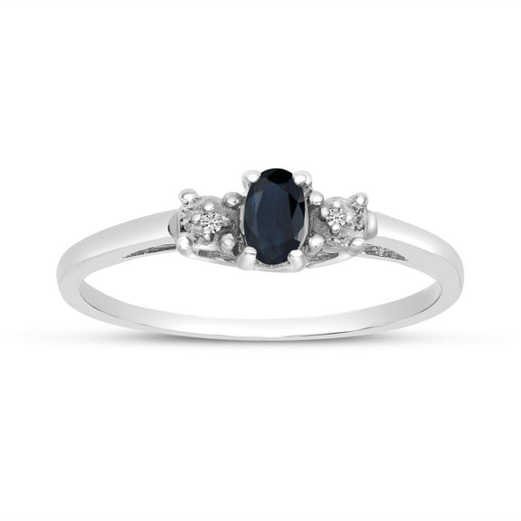 14k White Gold Oval Sapphire And Diamond Ring