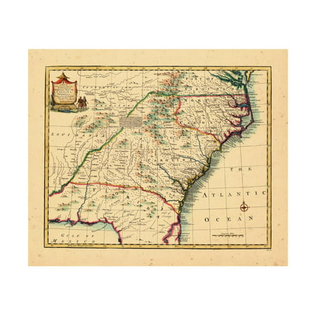 1747, Florida, Georgia, North Carolina, South Carolina Print Wall (Best Places To Fish In South Florida)