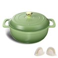 thumbnail image 4 of QueipA 6 QT Green Enameled Cast Iron Round Dutch Oven with Lid for Bread Baking, Stews, 4 of 13