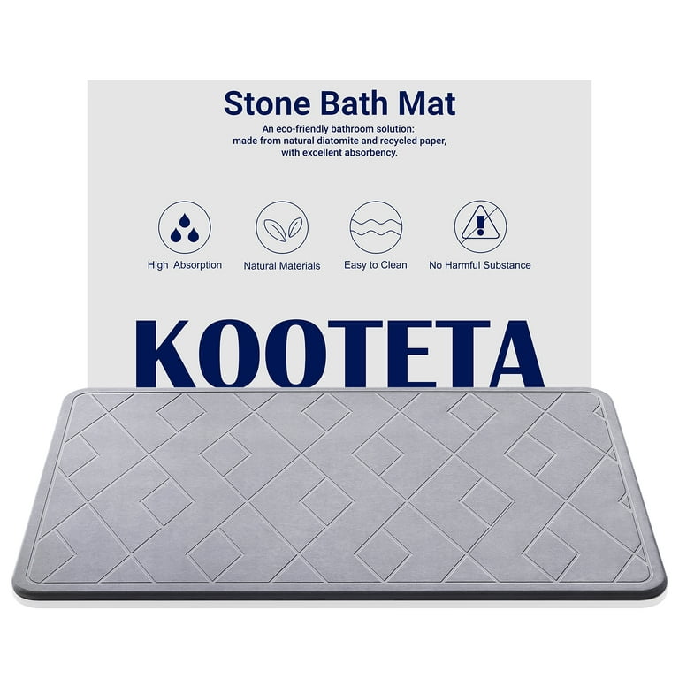 Stone Bath Mat,Non Slip Diatomaceous Earth Bath Mat,Super Absorbent Quick  Drying Bathroom Floor Mat for Kitchen Counter,Natural, Easy to Clean