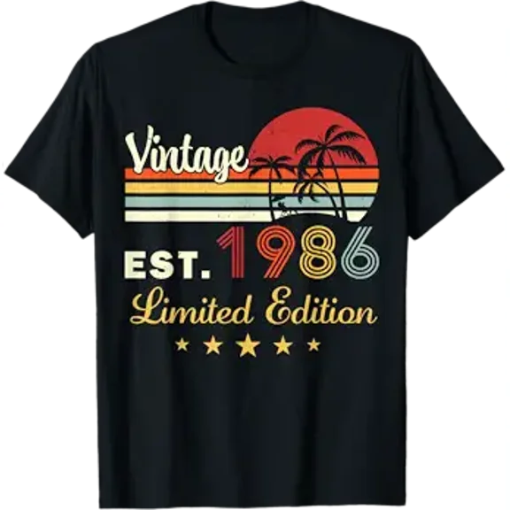 Vintage 40 Birthday Decoration Men 40yr 1986 40th Birthday T-Shirt