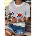 thumbnail image 5 of Women Summer Crochet Tops Scoop Neck Short Sleeve Pullover Sweater Hollow Out Knit Tops White S, 5 of 9