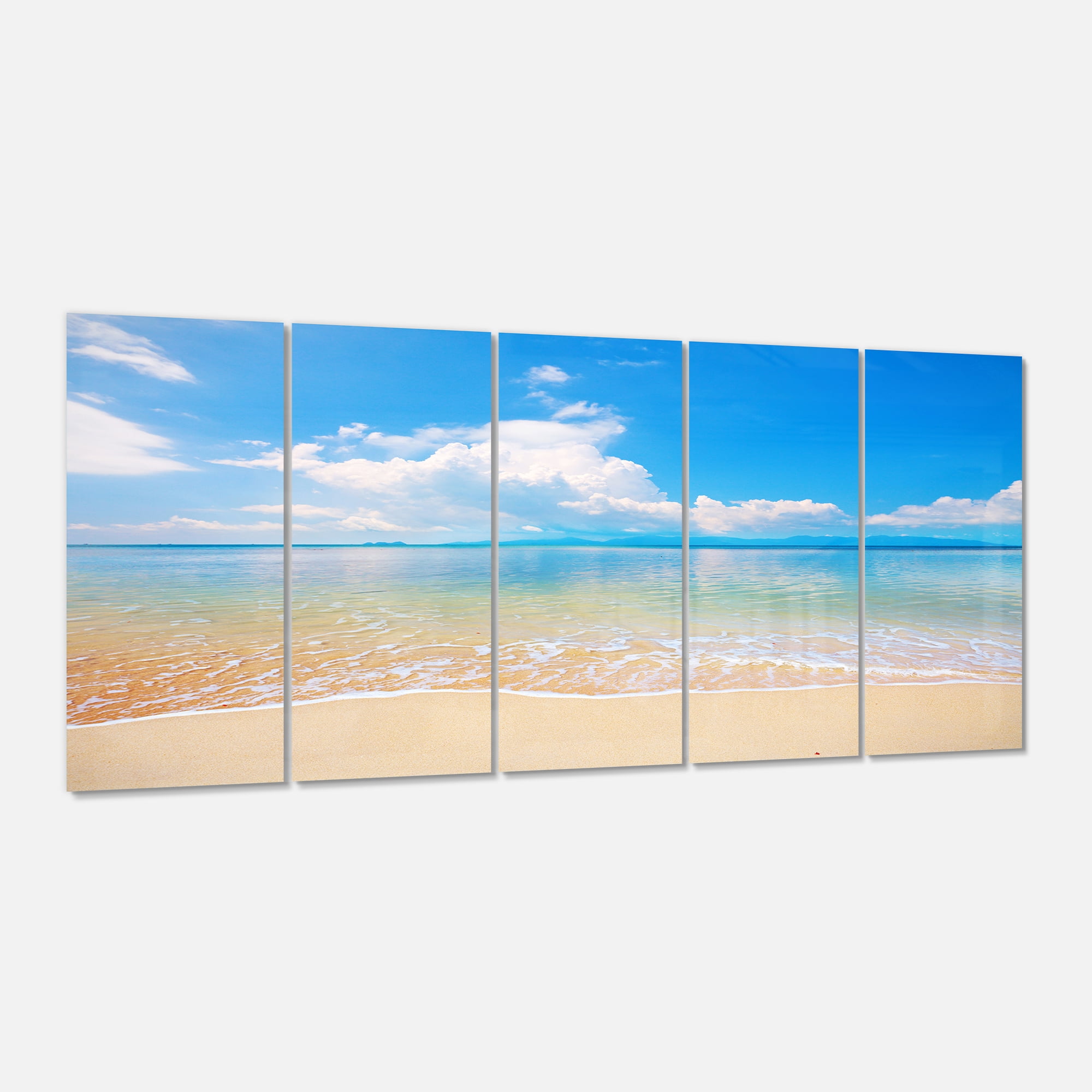 Designart 'Large Clouds Over Calm Beach' Metal Wall Art