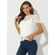 thumbnail image 3 of Allegra K Top De Encaje Floral Semitransparente Transparente Con Ribete Festoneado Para Mujer blanco XS, 3 of 7