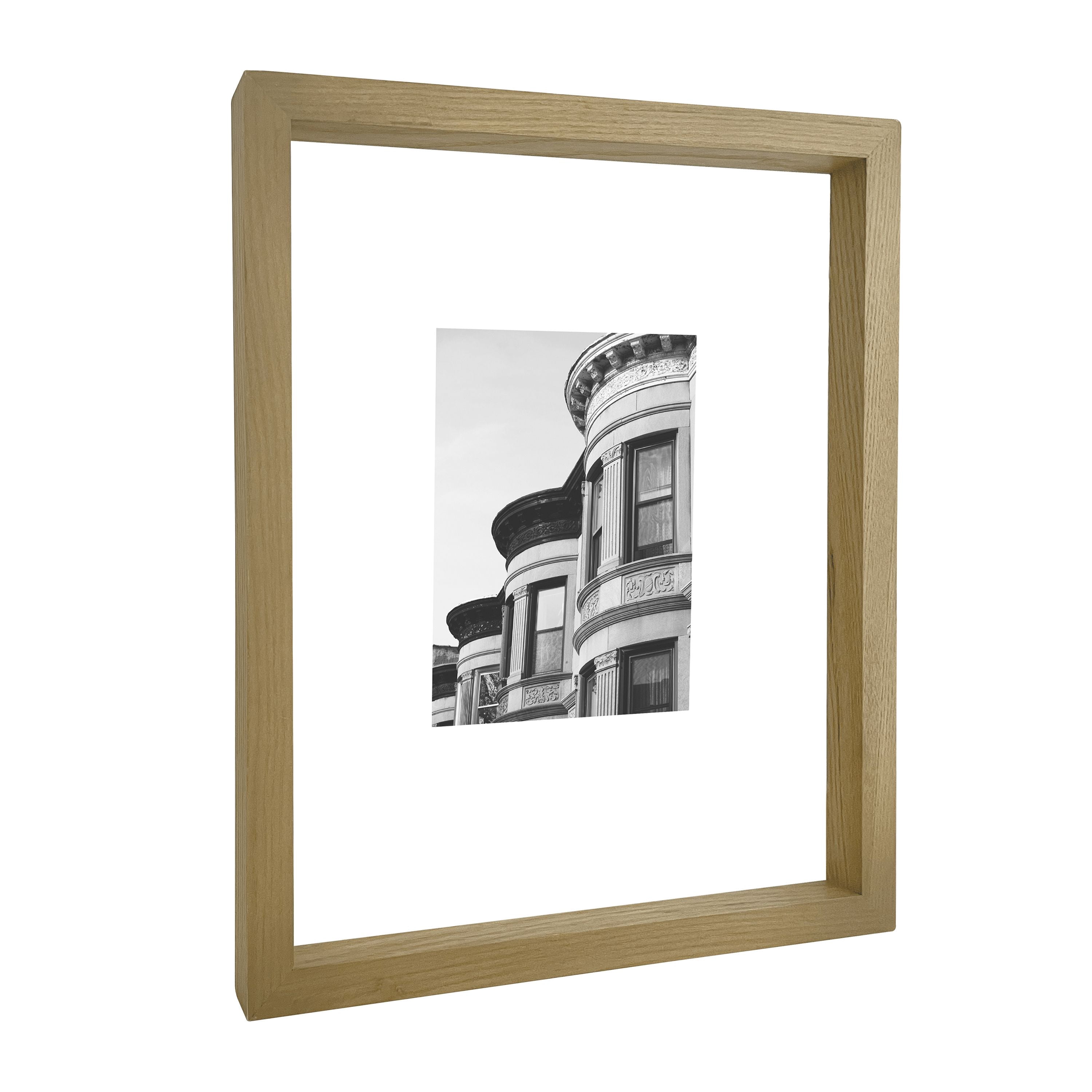 Better Homes & Gardens 11x14 Floating Gallery Wall Picture Frame, Natural Wood, Non Glare
