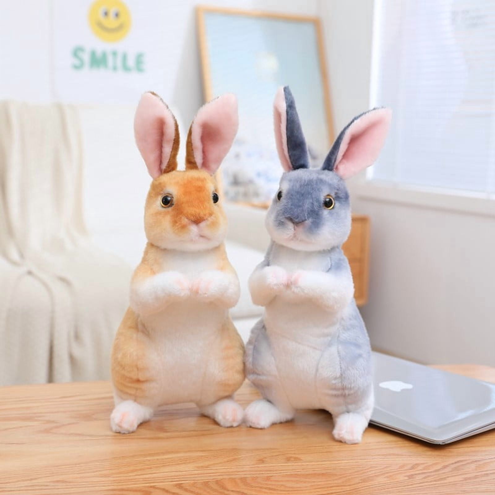 4 Pcs Plush Easter Bunny Stuffed Animal Cute Stuffed Bunny Soft Stuffed Rabbit Plush Toy Kawaii Bunny Stuff for Kids Fluffy Hugging Sleeping Gifts(Brown, Beige, Black, Gray)