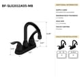 thumbnail image 6 of Bothwa Home 13-inch Avalon Two Handle Bathroom Sink Faucet in Matte Black Finish, 6 of 8