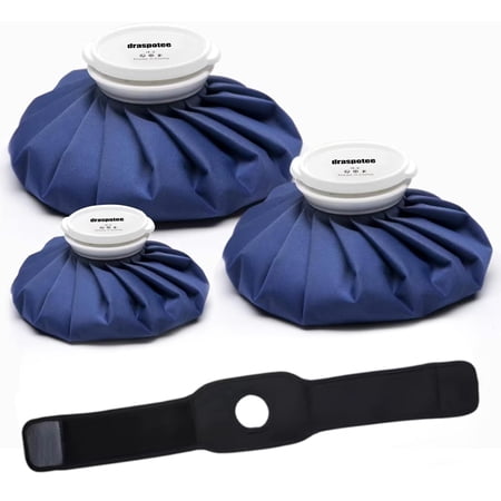 Ice Packs for Injuries Reusable Ice Cold Pack for Injuries,Hot & Cold Therapy and Pain Relief Ice Bag with Elastic Breathable Support Wrap,4-Pack,3 Sizes (6"/9"/11")
