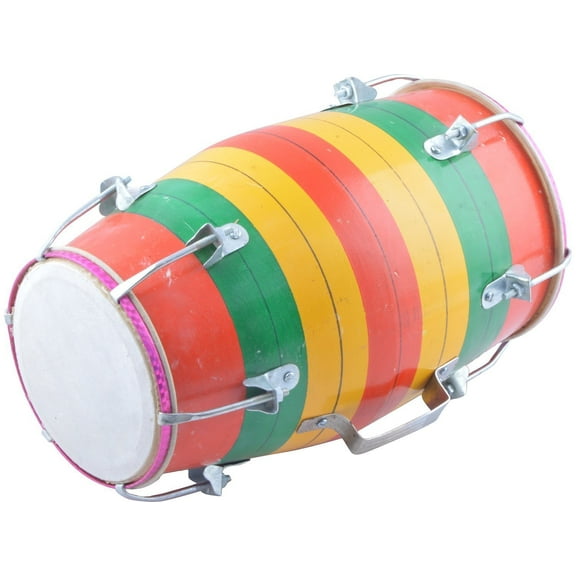 Wooden 1 Piece Baby Dholak - Screw Type- Multi-Color
