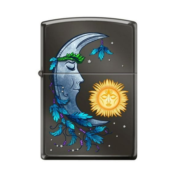 Zippo Sun and The Moon Black Ice Chrome Lighter