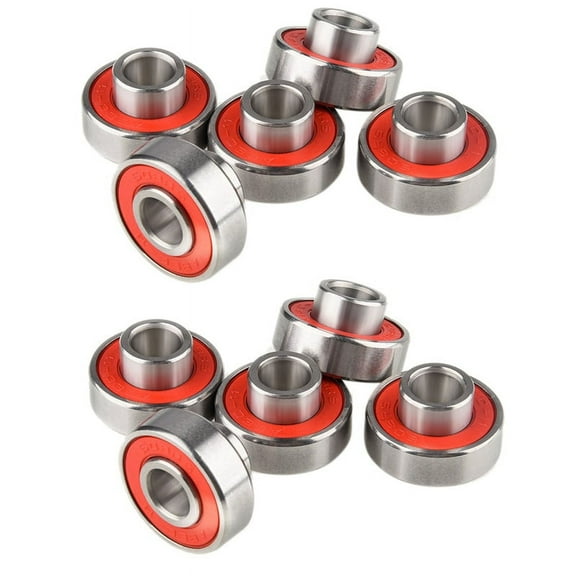10Pcs 608- Longboard Integrated Bearing Skateboard Wheel Bearing Inline Roller Skate Bearing 8X22X12.6mm,Red
