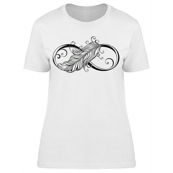 Smartprints Womens Graphic Tee - Infinity Symbol With Feather - Regular Fit 100% Cotton