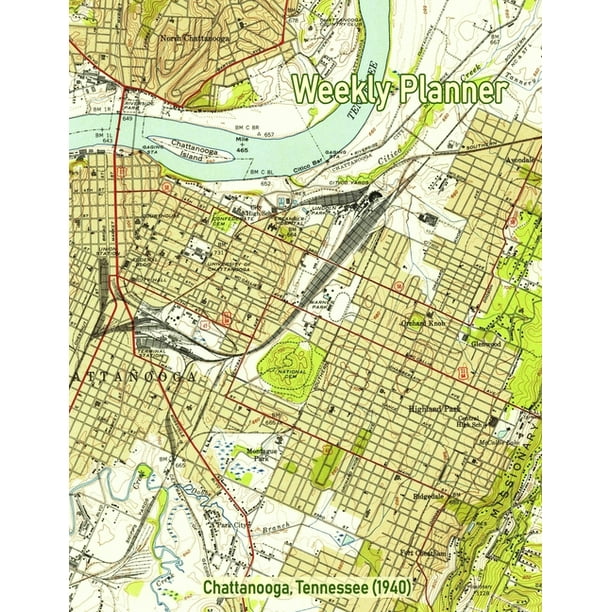 Weekly Planner Chattanooga, Tennessee (1940) Vintage Topo Map Cover