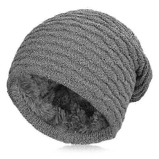 Vbiger Men's Knitted Hat Warm Winter Slouchy Beanie Skull Slouch Cap For Men Gray